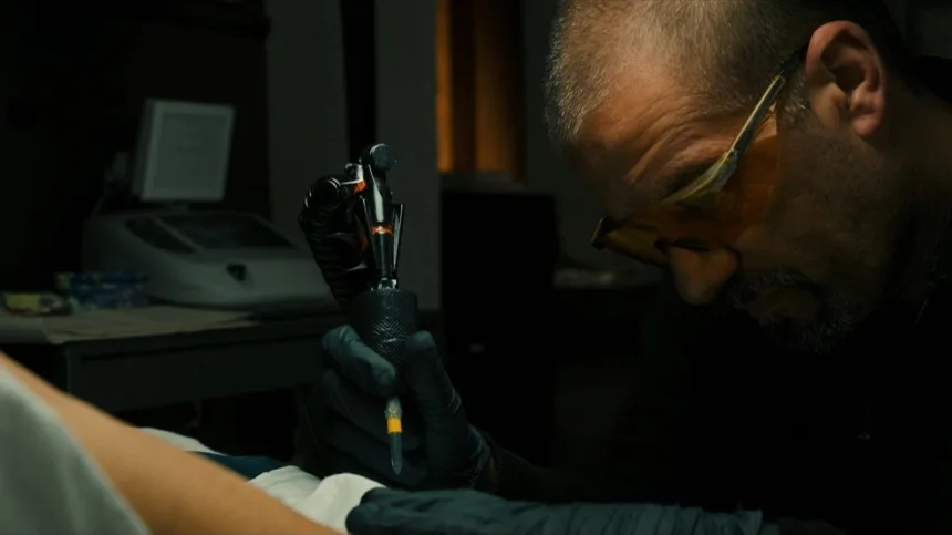 Sesion de laser para aclarar un tatuaje antes de un cover up