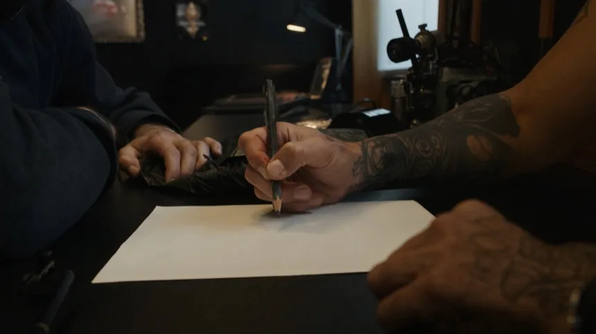 Boceto a lapiz para uno de los tatuajes oscuros de Halloween mas pedidos