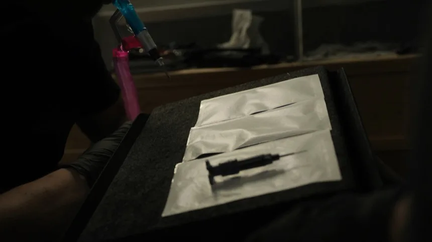 Tatuador trabajando con precision milimetrica en uno de los tatuajes pequenos con significado